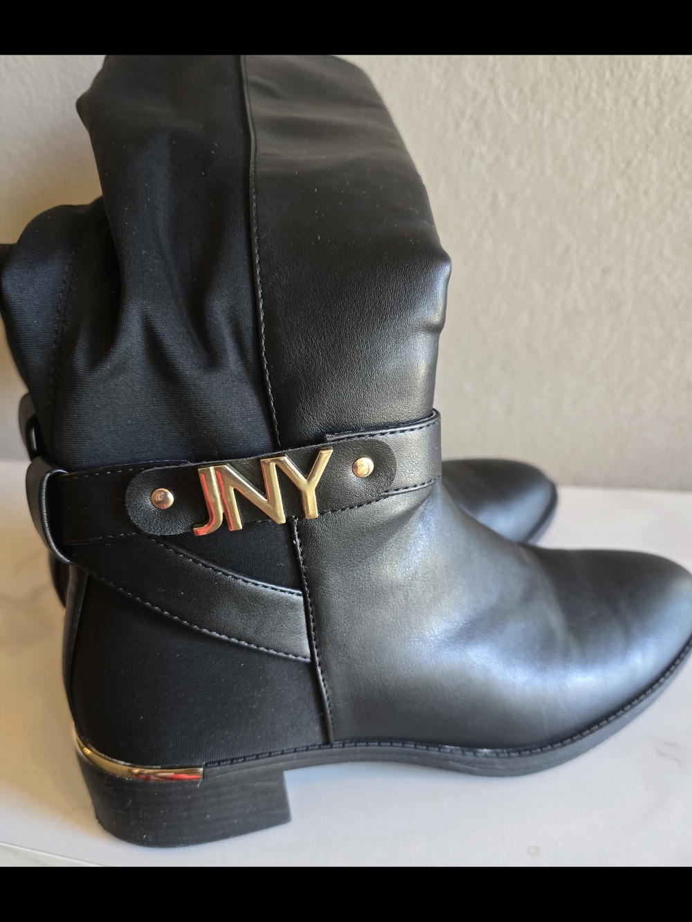 Jones New York Black Leather Ankle Boot with Side Zip
